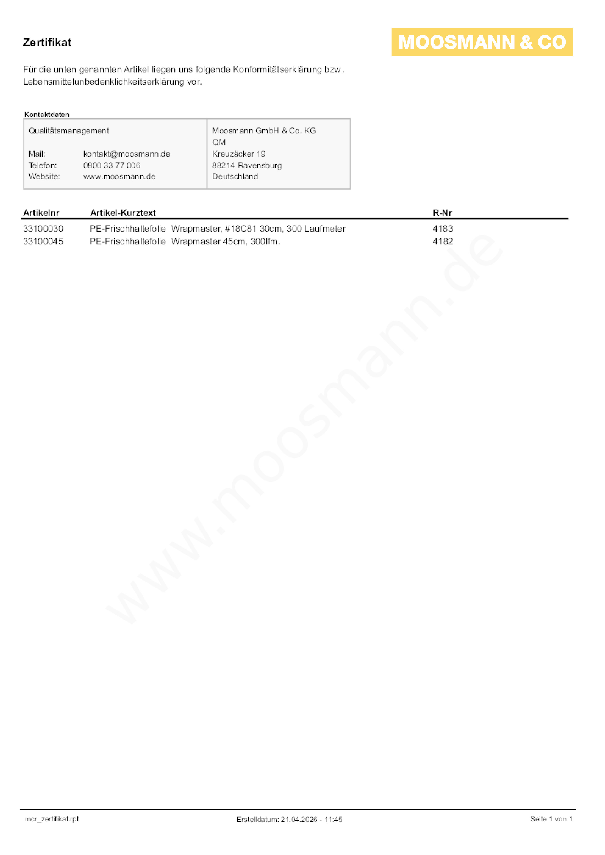 Download Konformitätserklärung