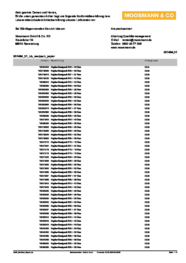 Download Lebensmittelunbedenklichkeitsbescheinigung