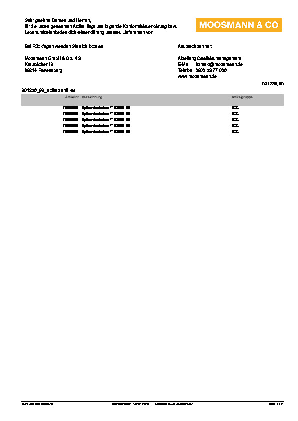 Download Lebensmittelunbedenklichkeitsbescheinigung