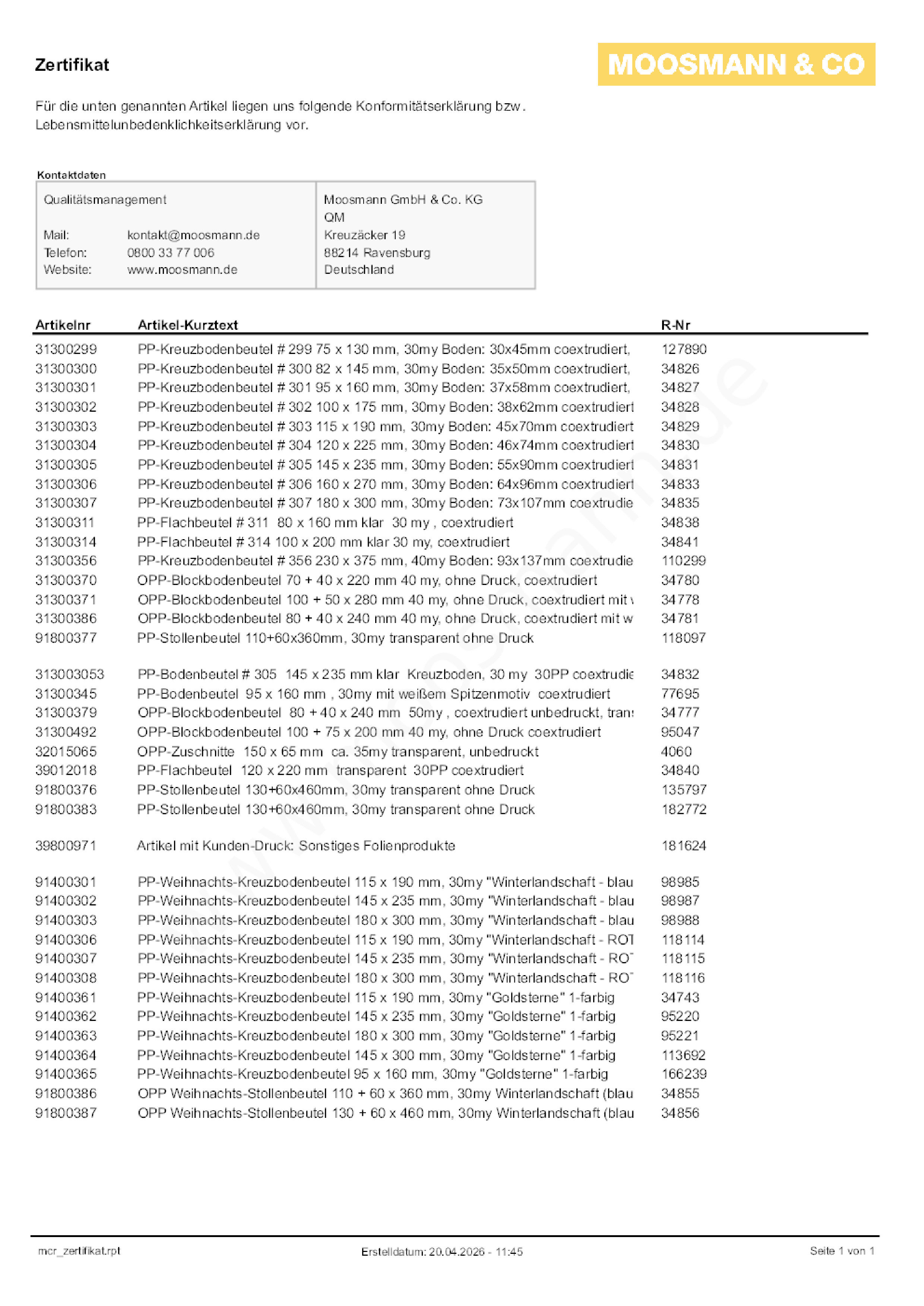 Download Konformitätserklärung
