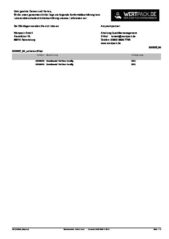 Download Lebensmittelunbedenklichkeitsbescheinigung