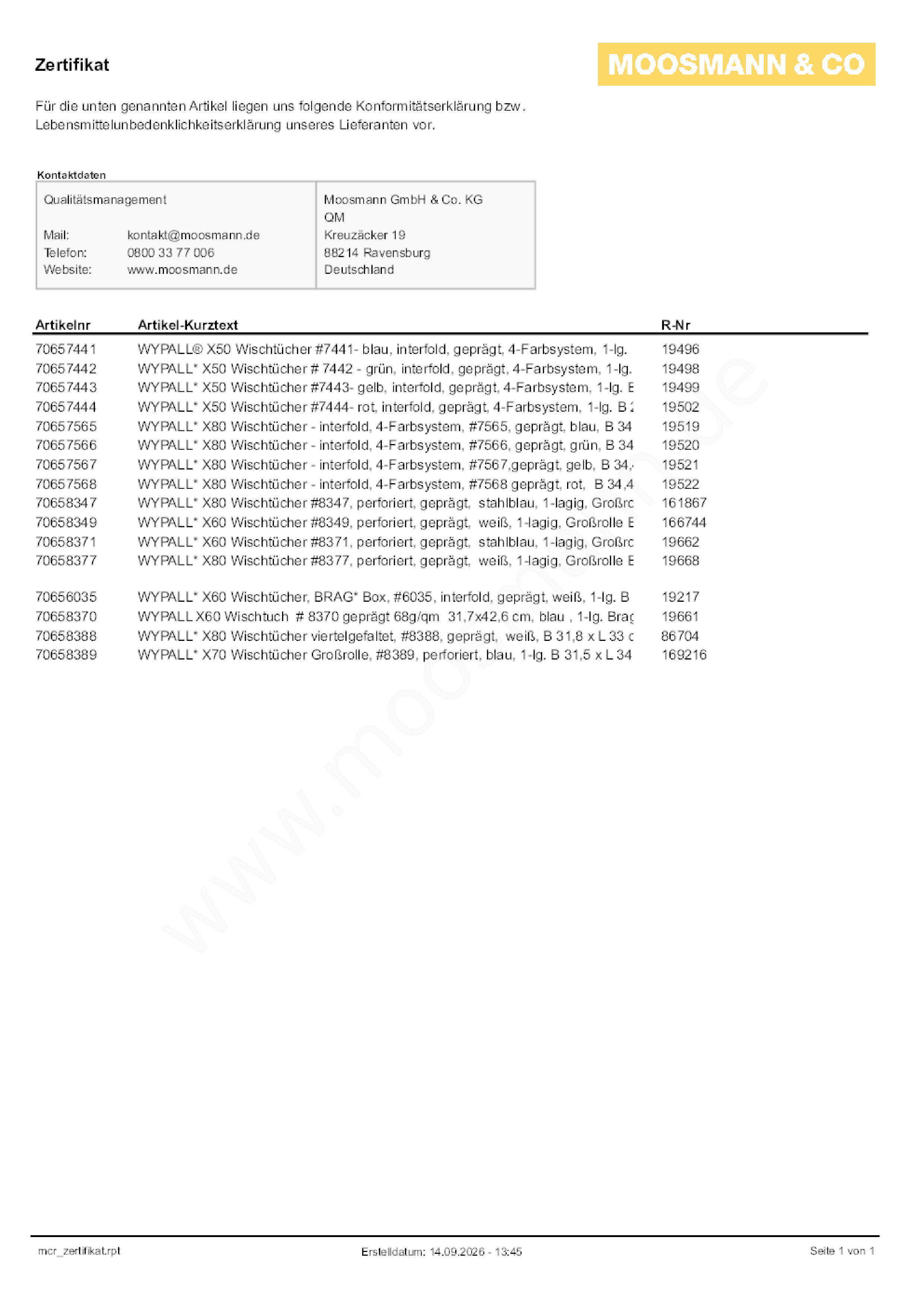 Download Lebensmittelunbedenklichkeitsbescheinigung