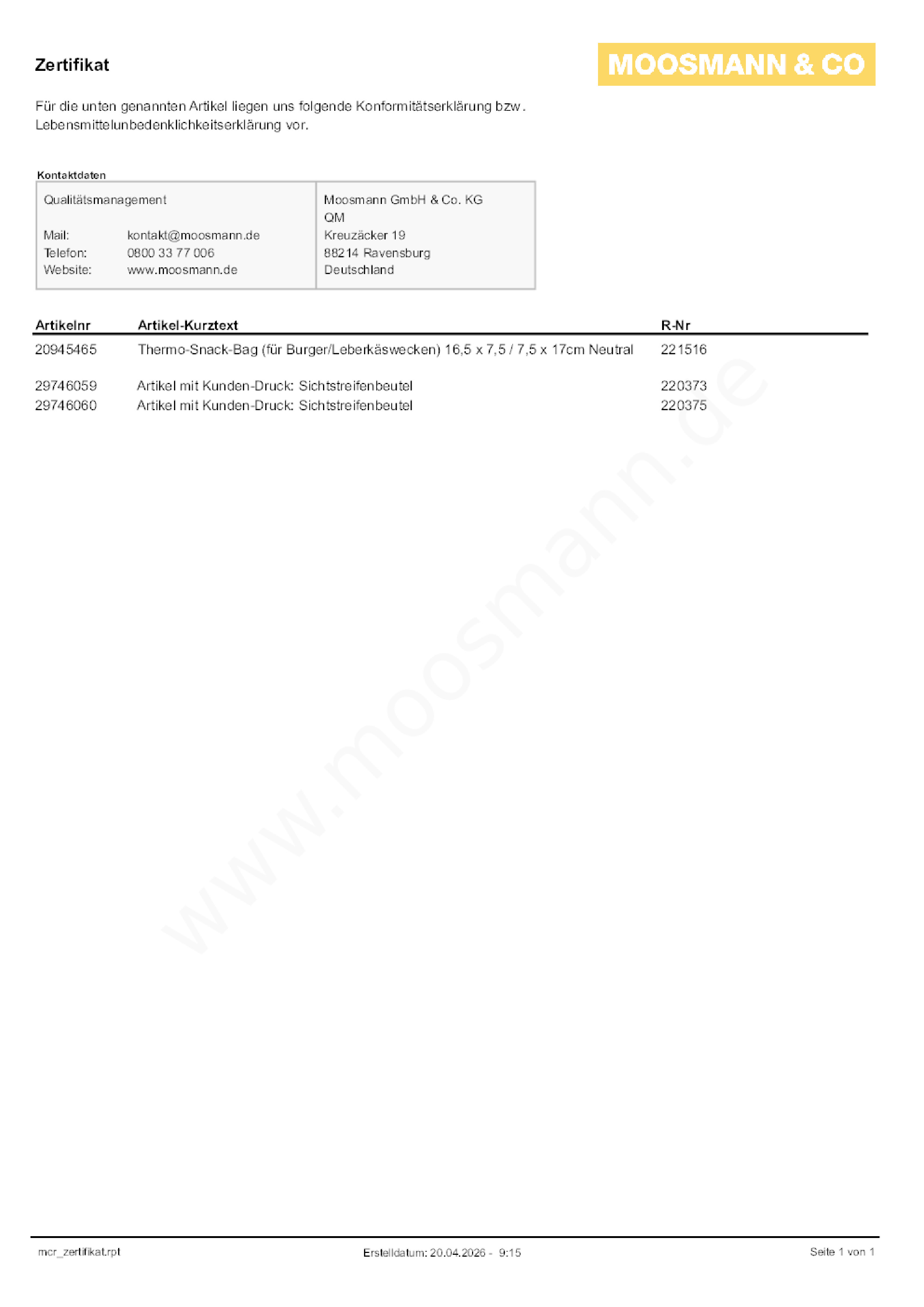 Download Konformitätserklärung