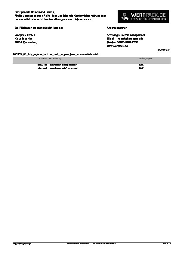 Download Lebensmittelunbedenklichkeitsbescheinigung