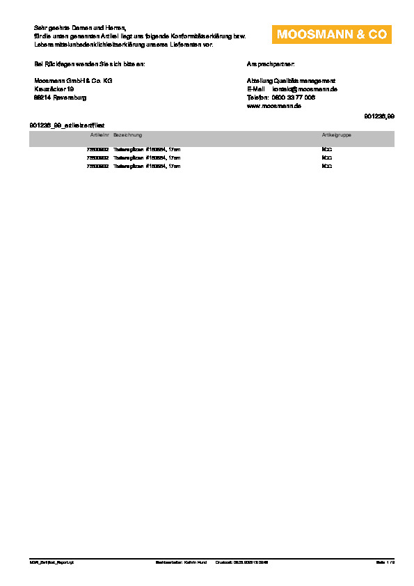 Download Lebensmittelunbedenklichkeitsbescheinigung