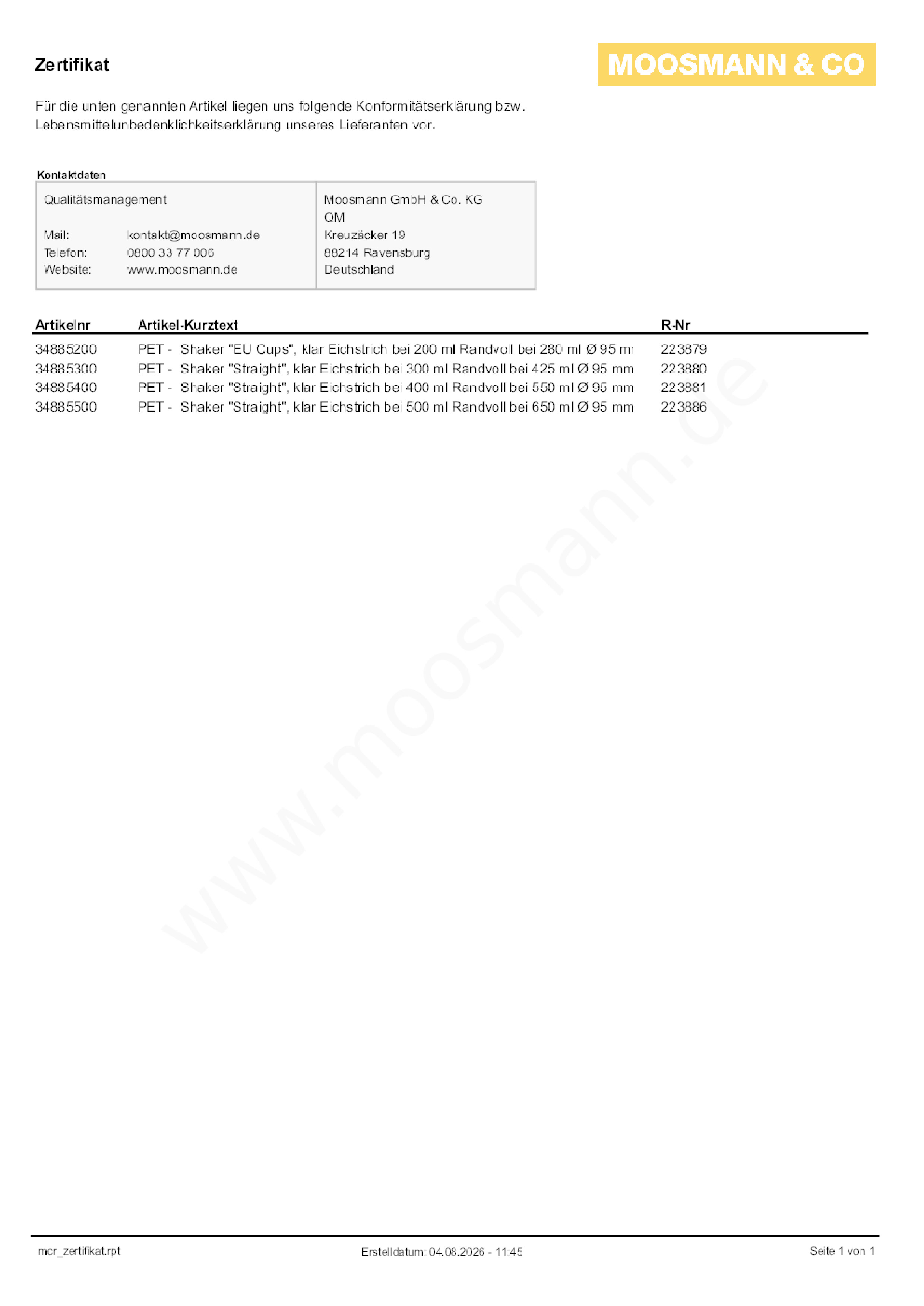Download Konformitätserklärung