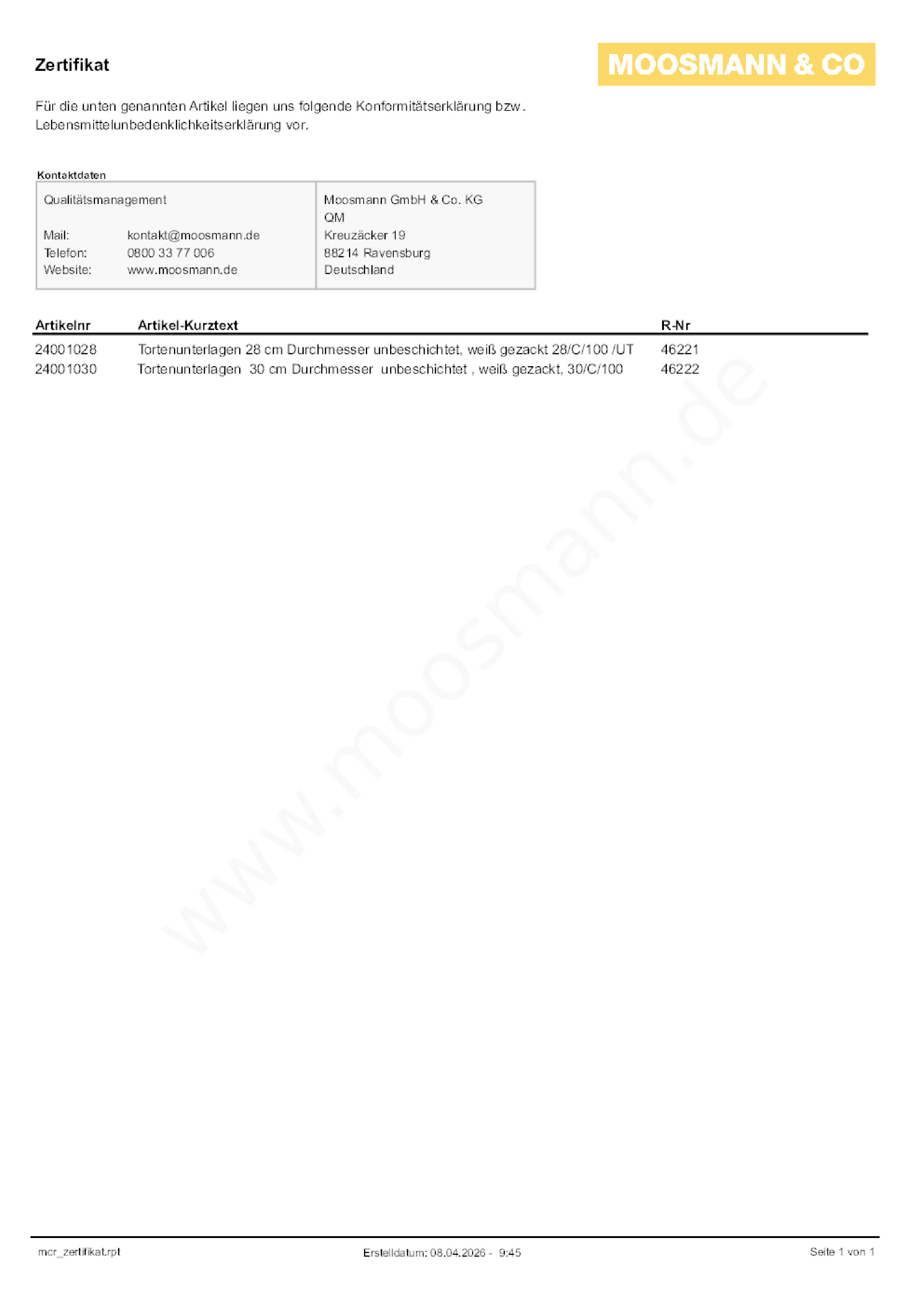 Download Konformitätserklärung