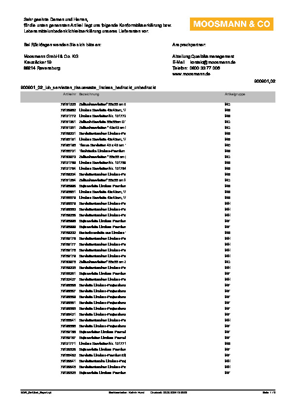 Download Lebensmittelunbedenklichkeitsbescheinigung