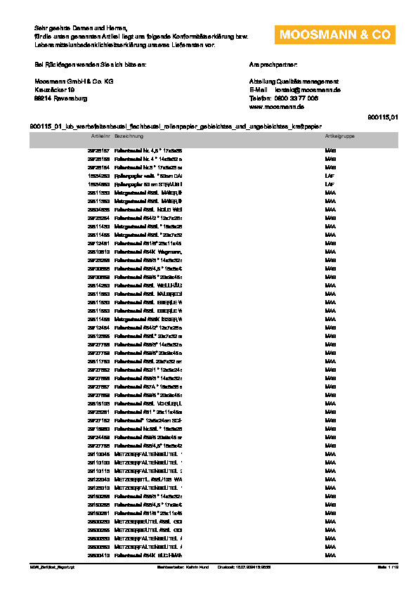 Download Lebensmittelunbedenklichkeitsbescheinigung