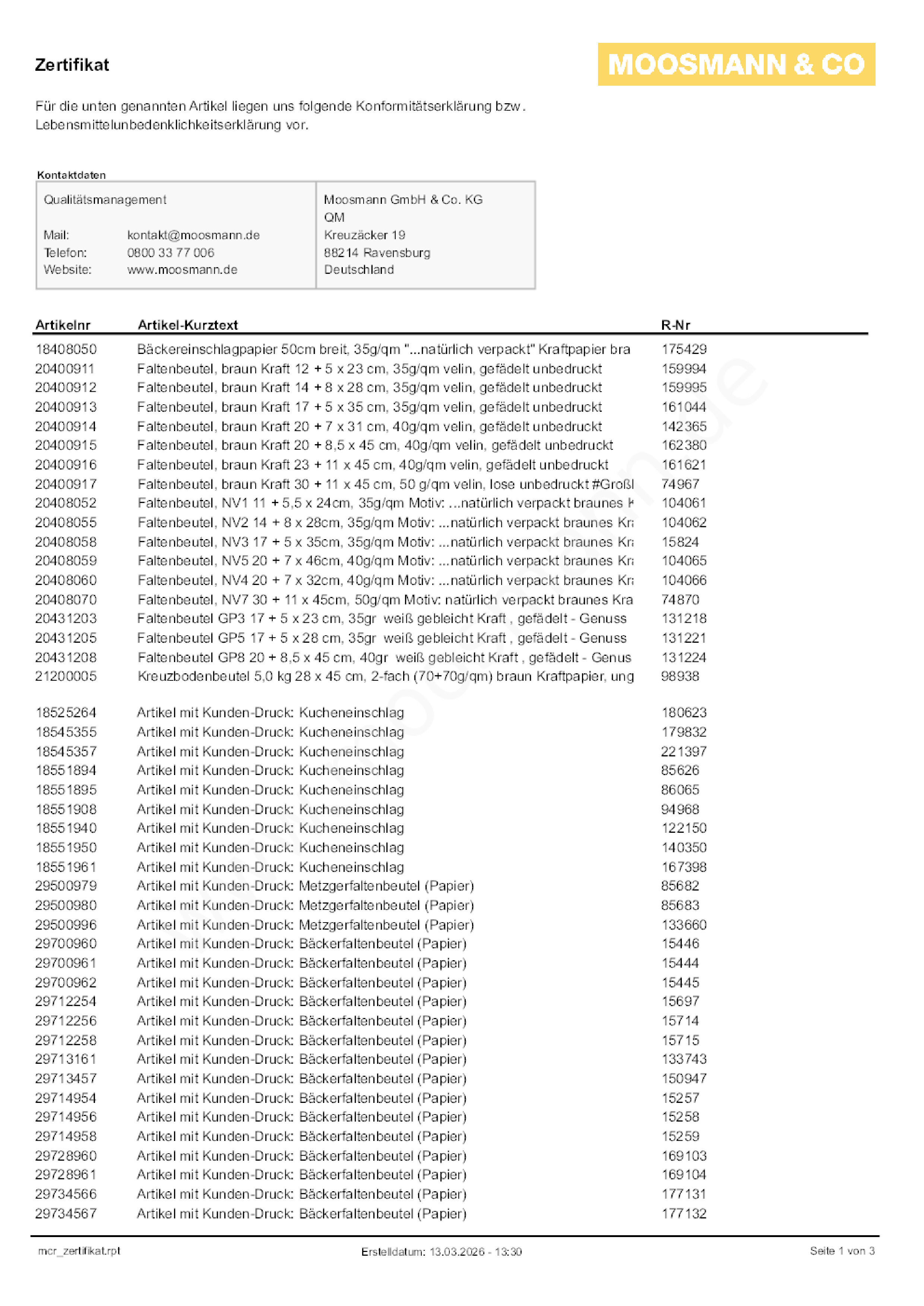 Download Lebensmittelunbedenklichkeitsbescheinigung