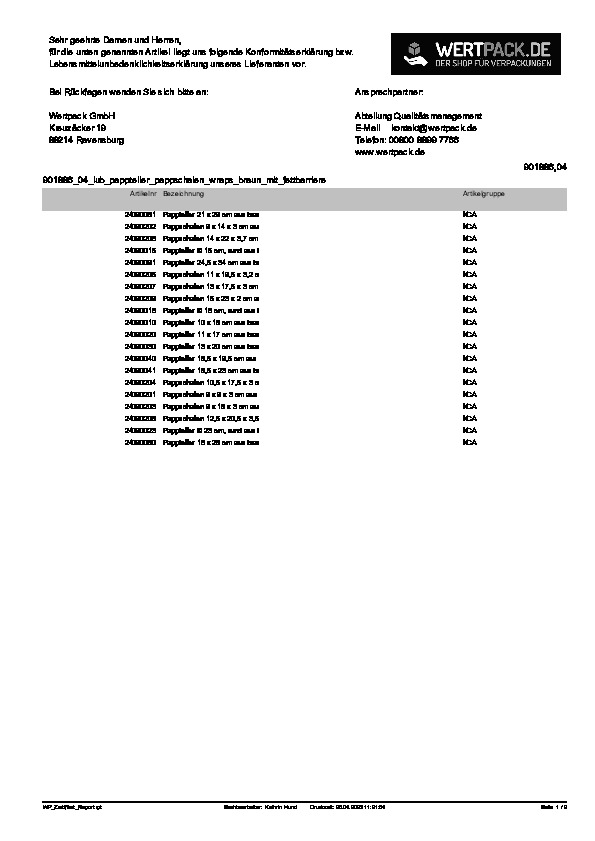 Download Lebensmittelunbedenklichkeitsbescheinigung