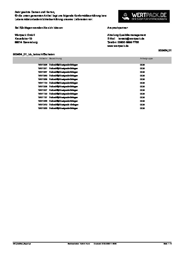 Download Lebensmittelunbedenklichkeitsbescheinigung