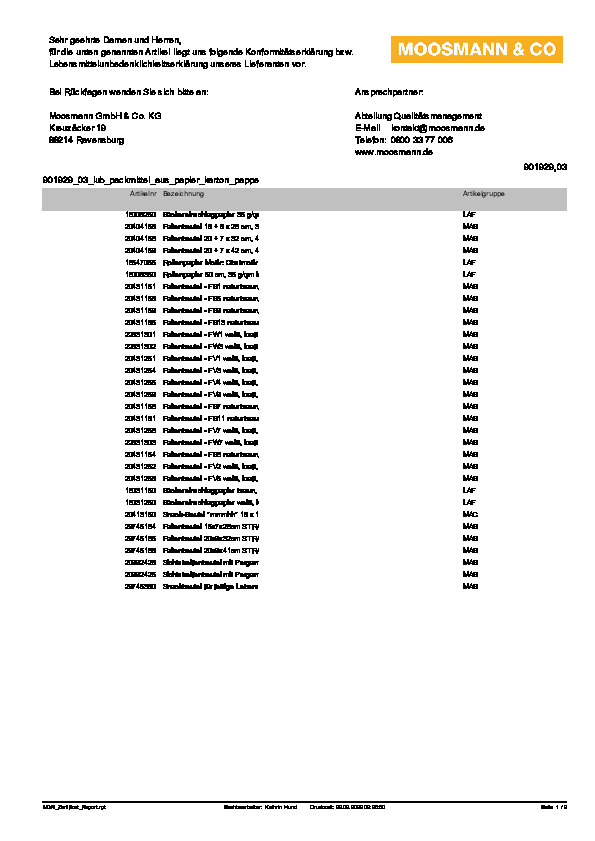 Download Lebensmittelunbedenklichkeitsbescheinigung