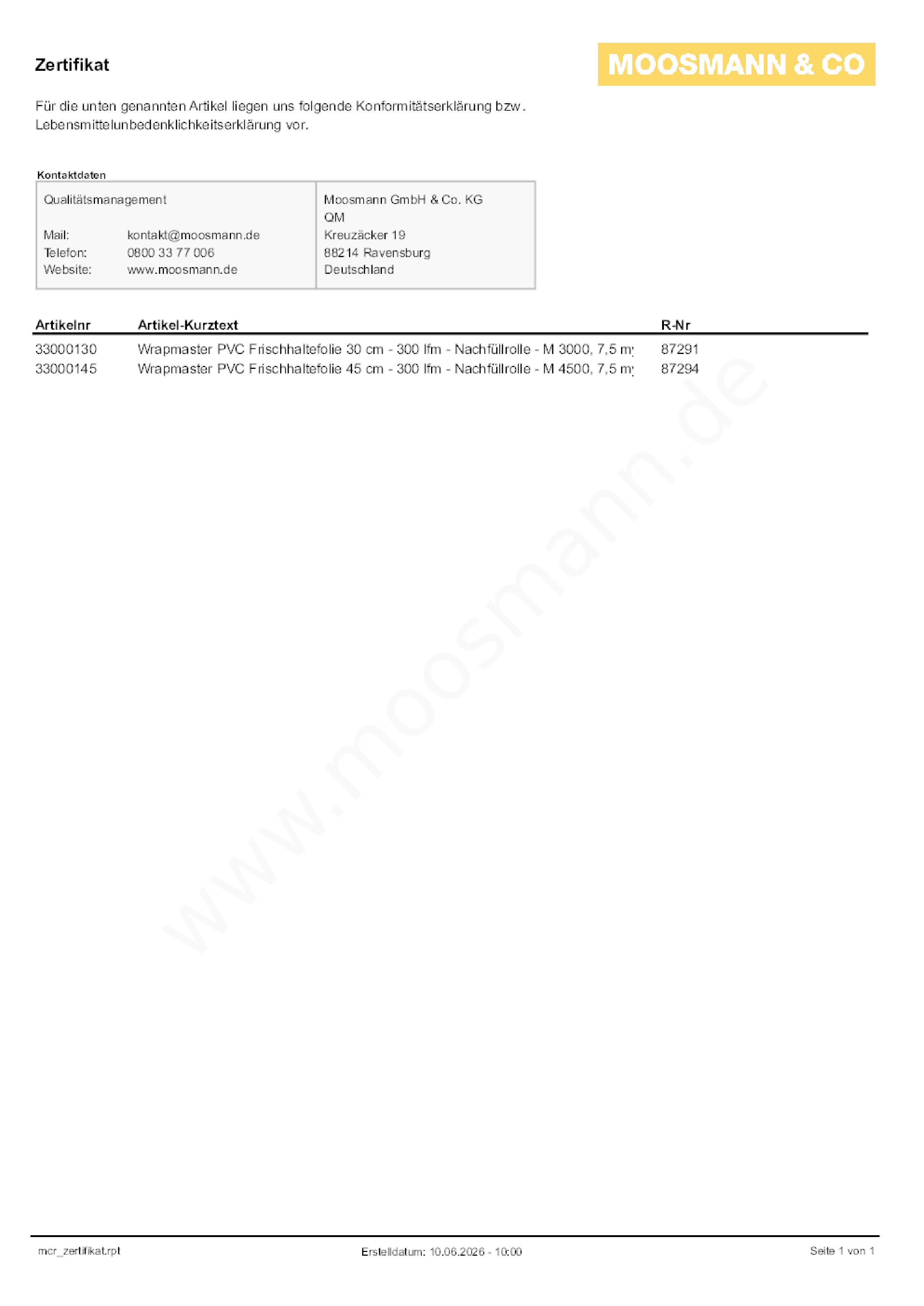 Download Konformitätserklärung