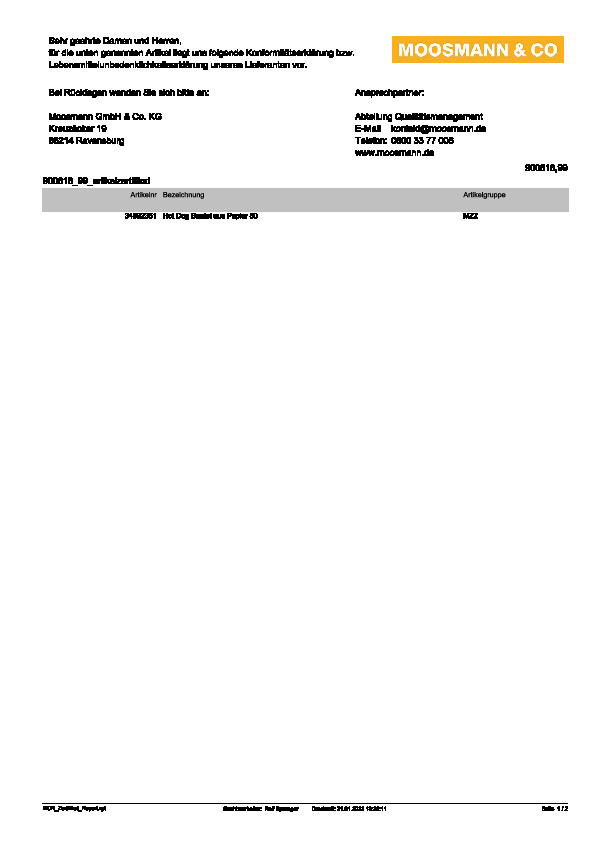 Download Lebensmittelunbedenklichkeitsbescheinigung