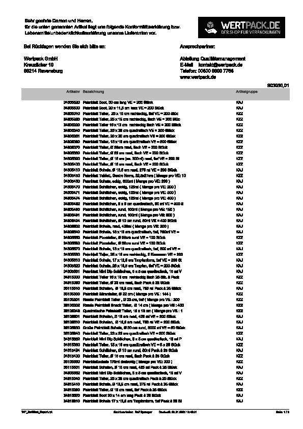 Download Lebensmittelunbedenklichkeitsbescheinigung