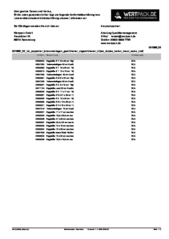 Download Lebensmittelunbedenklichkeitsbescheinigung