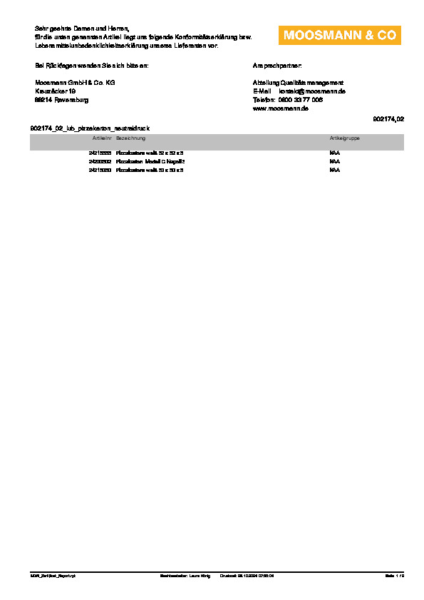 Download Lebensmittelunbedenklichkeitsbescheinigung