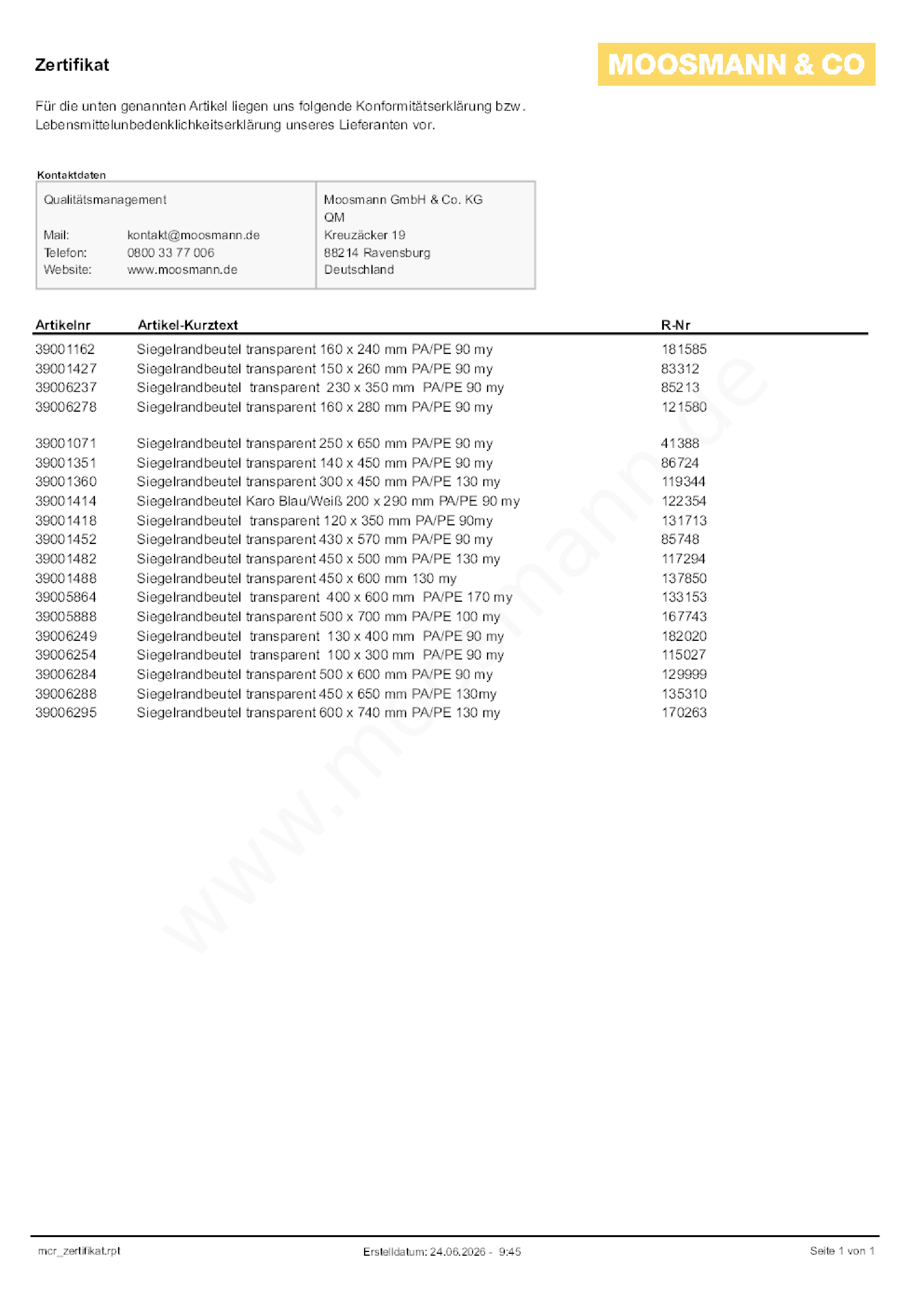 Download Konformitätserklärung