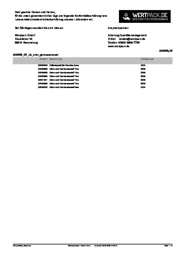 Download Lebensmittelunbedenklichkeitsbescheinigung