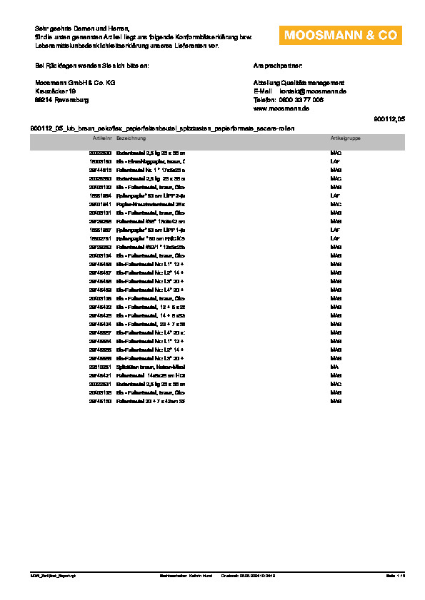Download Lebensmittelunbedenklichkeitsbescheinigung