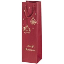 1er Flaschen - Tragetasche Linea Goldkugeln bordeaux 1er Flaschen - Tragetasche Linea Goldkugeln bordeaux