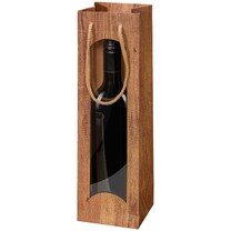 1er Flaschen - Tragetasche aus Kraftpapier Timber mit Sichtfenster 1er Flaschen - Tragetasche aus Kraftpapier Timber mit Sichtfenster