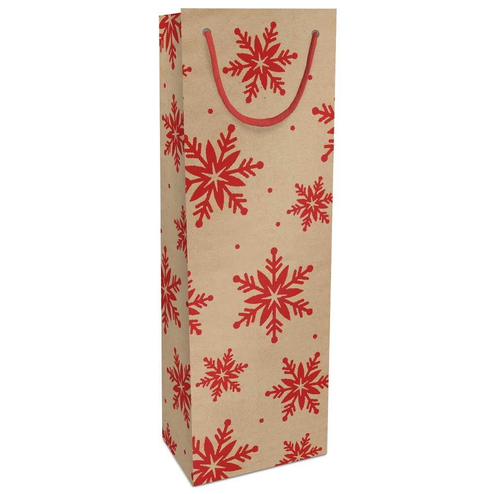 1er Flaschentragetasche aus Kraftpapier Kristalle rot