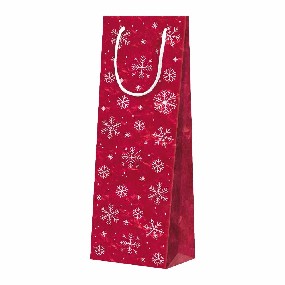 1er Flaschentragetaschen Schneeflocken rot 1er Flaschentragetaschen Schneeflocken rot