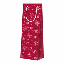 1er Flaschentragetaschen Schneeflocken rot