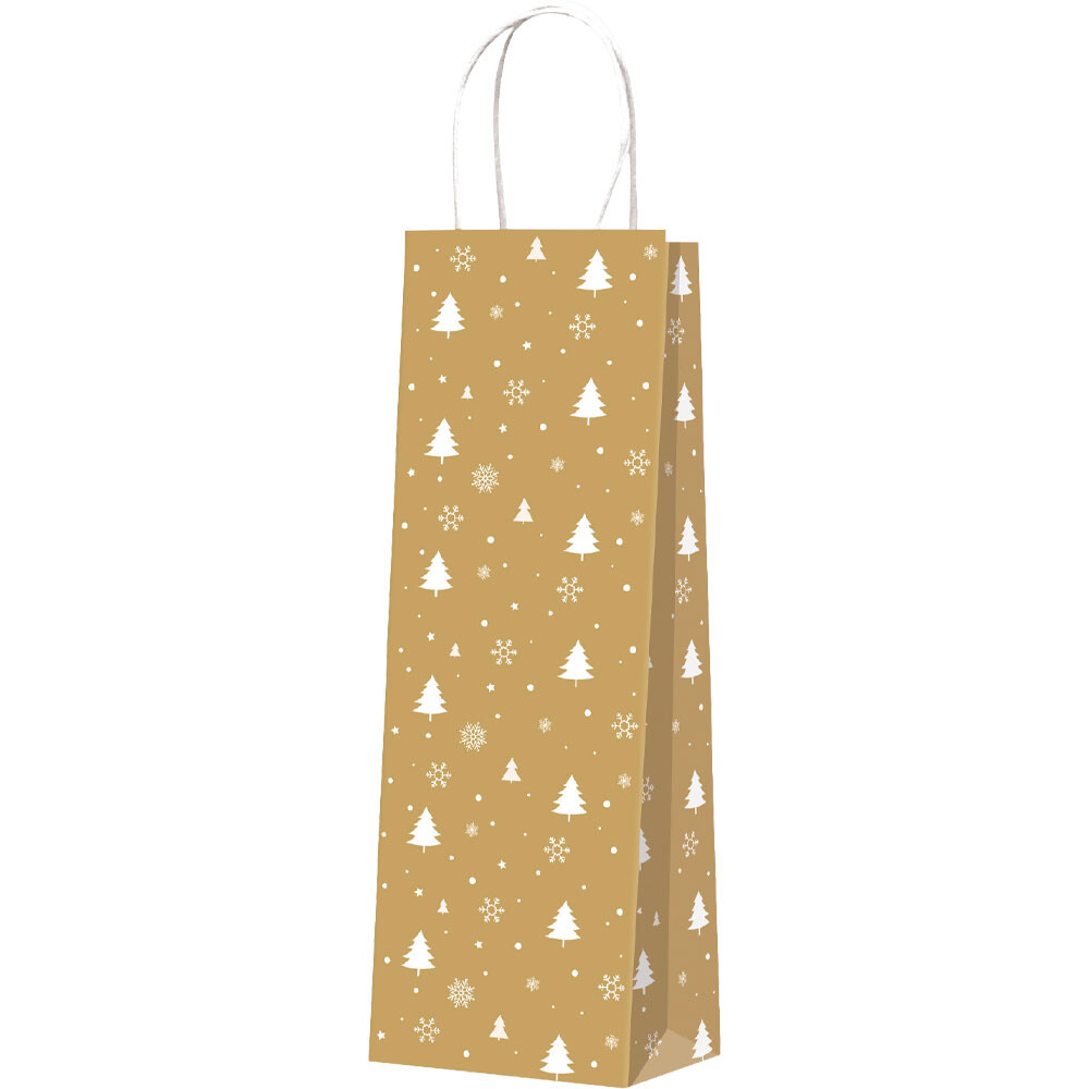 1er Geschenk-Tragetaschen gold Tannenbäume 1er Geschenk-Tragetaschen gold Tannenbäume