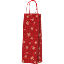 1er Geschenk-Tragetaschen rot Schneeflocken