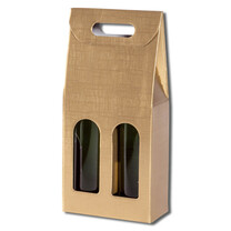 2er Flaschen - Tragekarton "Seta"- gold
