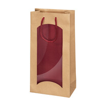 2er Flaschen- Tragetaschen aus Kraftpapier Natur-Bordeaux 2er Flaschen- Tragetaschen aus Kraftpapier Natur-Bordeaux