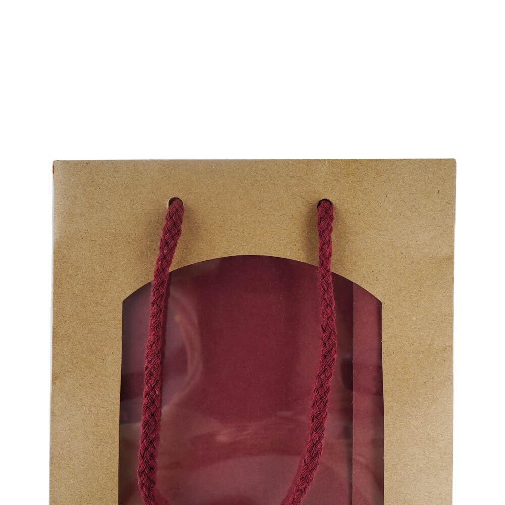 2er Flaschen- Tragetaschen aus Kraftpapier natur/bordeaux