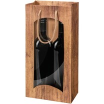 2er Flaschen - Tragetasche aus Kraftpapier Timber mit Sichtfenster 2er Flaschen - Tragetasche aus Kraftpapier Timber mit Sichtfenster