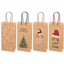 2er Flaschentragetaschen Set Natura Christmas braun