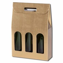 3er Flaschen - Tragekarton "Seta"- gold