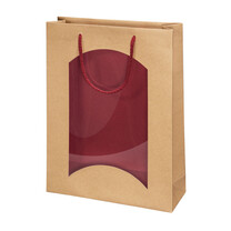 3er Flaschen- Tragetaschen aus Kraftpapier Natur-Bordeaux 3er Flaschen- Tragetaschen aus Kraftpapier Natur-Bordeaux