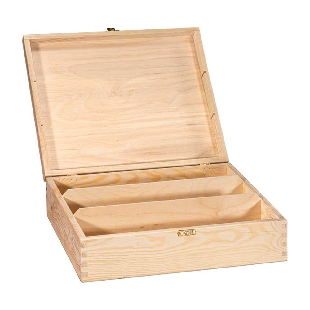 3er Holzkiste Naturfarben mit Scharnierdeckel 3er Holzkiste Naturfarben mit Scharnierdeckel