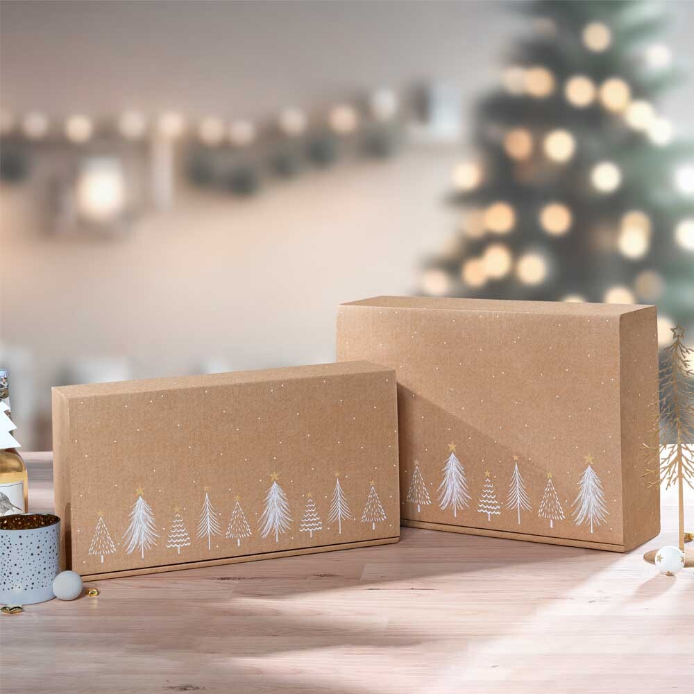 3er Weinkarton quer Modern Christmas