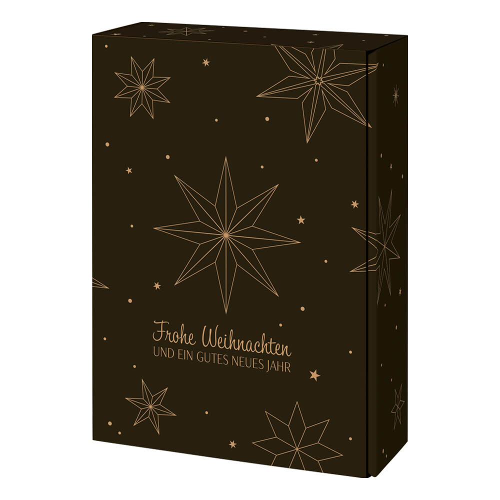 3er Weinkarton Weihnachtssterne schwarz