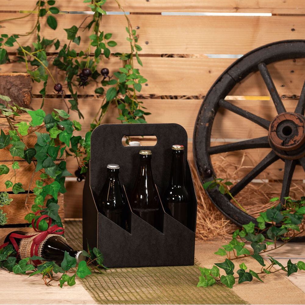 6er Flaschenträger für Bier und Saft schwarz 6er Flaschenträger für Bier und Saft schwarz