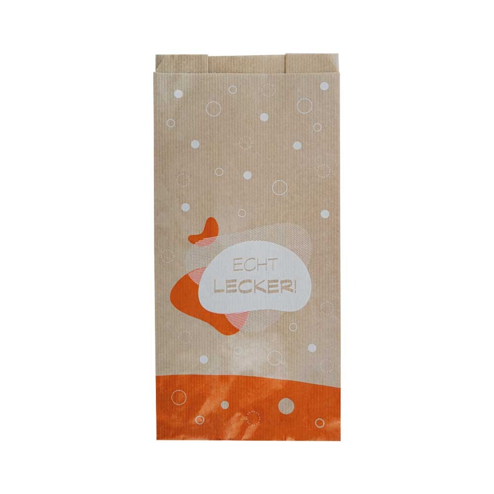 Bäckerfaltenbeutel braun echt lecker 14 - 8 x 28 cm Bäckerfaltenbeutel braun echt lecker 14 - 8 x 28 cm