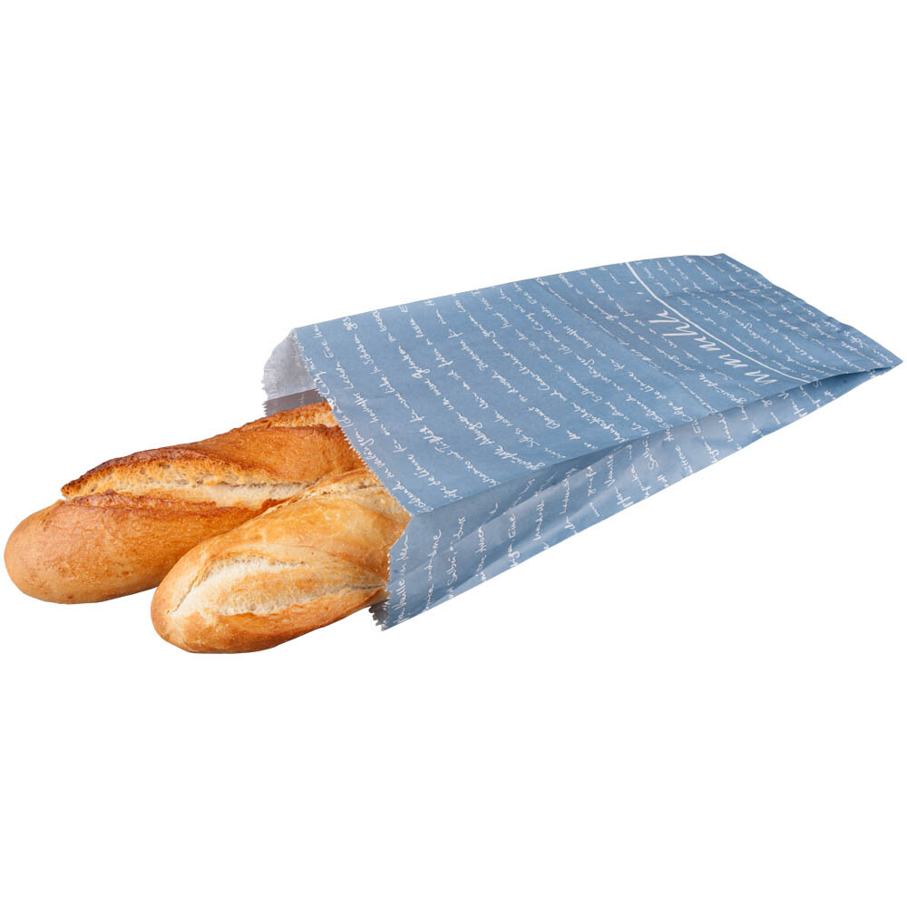 Bäckerfaltenbeutel "mmmhh..." taubenblau 209x45 cm Bäckerfaltenbeutel "mmmhh..." taubenblau 209x45 cm