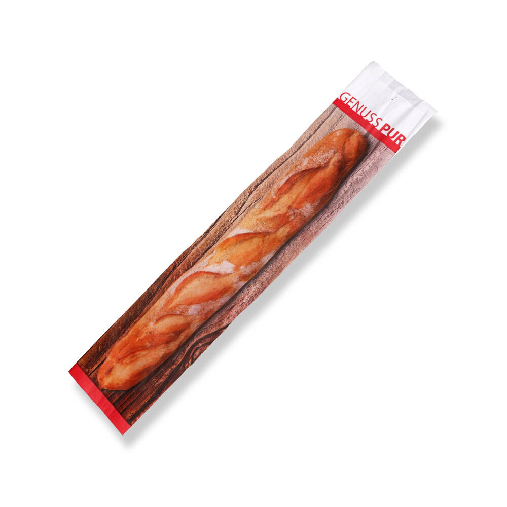 Baguette-Beutel GP12 weiß mit Aufdruck "Genuss Pur" Baguette-Beutel GP12 weiß mit Aufdruck "Genuss Pur"
