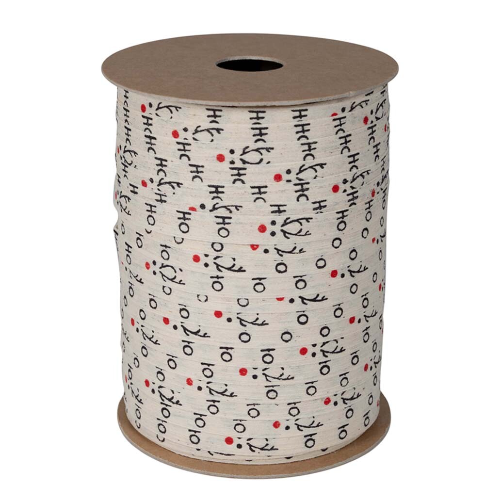 Baumwoll Ringelband creme HoHoHo mit Pappspule Baumwoll Ringelband creme HoHoHo mit Pappspule