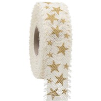 Baumwollbänder Golden Star weiß-gold 40 mm