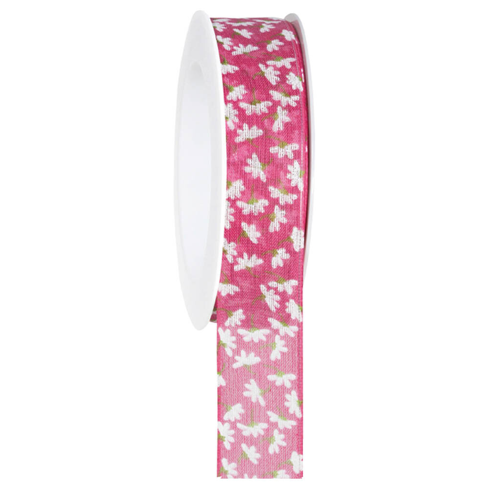 Baumwollband pink Margariten weiß Baumwollband pink Margariten weiß