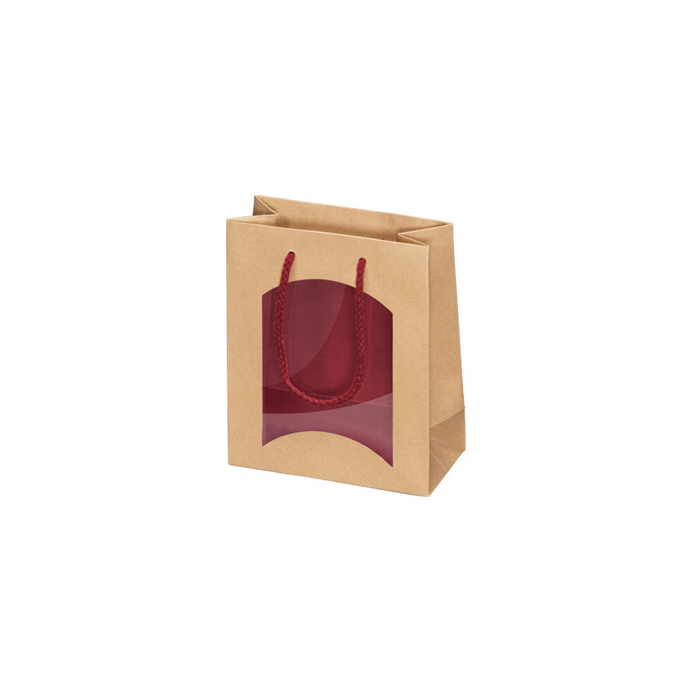 BB Flaschen- Tragetaschen aus Kraftpapier Natur-Bordeaux
